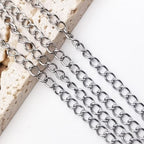 INSPIRELLE 30 Foot Stainless Steel Curb Chains 3mm Tarnish Resistant Extender Chain for Bracelet Necklace Jewelry Making - color: Natural Color - 30 Foot