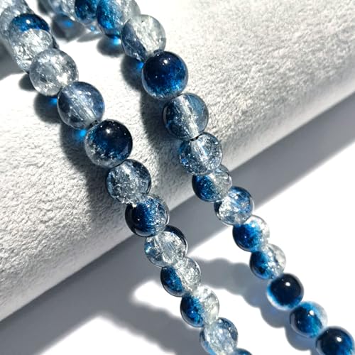 265pcs Crackle Glass Beads for Jewelry Making, 6mm Crystal Glass Bead, Round Spacer Bead, Inkland Crafts Crystal Bulk Loose Beads for DIY Craft Earring Necklace Bracelet Jewelry - color: Inkland, size: 6mm
