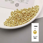 200pcs Gold Smooth Round Spacer Beads - Gold Plated Brass, Tarnish Resistant, Seamless Loose Connector Beads for DIY Bracelet Jewelry Making (4mm/0.16 inch) - color: 4mm/0.16 inch (Gold)