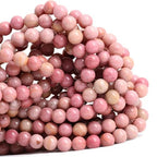 100pcs Natural Stone Beads 8mm Pink Rhodochrosite Round Genuine Real Stone Beading Loose Gemstone Hole Size 1mm DIY Charm Smooth Beads for Bracelets Necklaces Earrings Jewelry Making Crafts - color: Pink Rhodochrosite