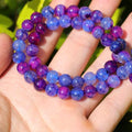 Natural Stone Beads 8mm Polished Round Smooth Gemstone Beads for Jewelry Making Supplies 15 Inch(45 Beads) (Blue and Purple Dual-Coloured Dragon Pattern) - color: Blue and purple dual-coloured dragon pattern-45pcs