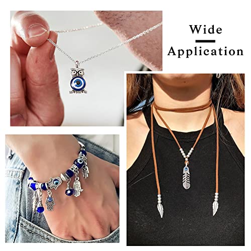 Cheriswelry Rhinestone Enamel Connectors Charm Links Evil Eye Alloy Metal Pendants Antique Silver Flat Round Hamsa Hand Owl Feather Heart Charm Pendant for Bracelet Necklace Jewelry Making - color: Antique Silver-Mixed Shapes
