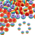 200pcs 8mm Resin Rainbow Beads, Plastic Stripe Multicolor Beads for Jewelry Making, DIY Bracelets, Earrings, Keychains & Craft Projects (Purple) - color: Purple