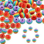 200pcs 8mm Resin Rainbow Beads, Plastic Stripe Multicolor Beads for Jewelry Making, DIY Bracelets, Earrings, Keychains & Craft Projects (Purple) - color: Purple