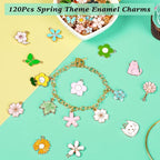 MARFOREVER 120 Pcs Spring Summer Floral Themed Charms, Flower Charms for Jewelry Making, Assorted Gold Enamel Charm Pendants for DIY Necklace Bracelet Earrings Supplies Gifts for Mom Women - style: Flower