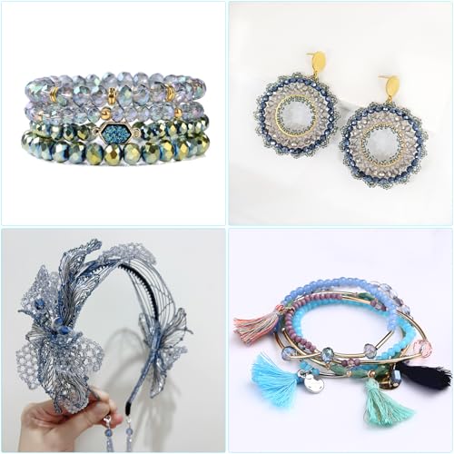 1000pcs Glass Beads for Jewelry Making, 2/4/6/8/10mm Crystal Beads Faceted Briolette Crystal Glass Beads for DIY Craft, Rondelle Spacer Beads for Bracelets Necklaces (Blue Grey) - color: Blue Grey