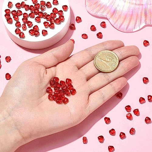 UR URLIFEHALL 100 Pcs Handmade Lampwork Glass Heart Beads Love Red Heart Shape Crystal Spacer Beads for DIY Jewelry Making Crafts - color: 100pcs-6x6.5x4.7mm-red heart beads