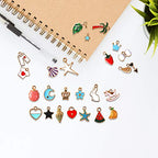 SANNIX 110pcs Assorted Gold Plated Enamel Pendants Necklace Bracelet Charms for Jewelry Making - style: Assorted Charms