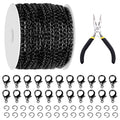 Glarks 102Pcs 30 Feet Jewelry Chains Set Black Cable Link Chains Link Rolls Bulk Twisted Links Chain Necklace Jewelry Making Chains with Lobster Clasps and Jump Rings for Necklace Jewelry Making - color: Black