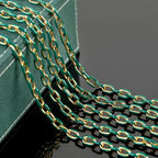 UMAOKANG 6.6 Feet Gold Plated Stainless Steel Chain Green Enamel Paperclip Jewelry Chain Roll Oil Drip Decoration Craft Chains Bulk - color: Green