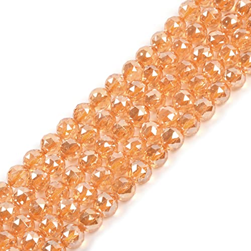 Yellow Coated Clear Quartz 8mm Gemstone Faceted Round Loose Strand Beads for DIY Necklace Bracelet Jewelry Making 15 Inch - color: Yellow Coated Clear Quartz