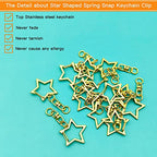 60Pcs Star Shaped Gold Spring Snap Keychain Clip,Metal Swivel Clasp Snap Hook Key Ring with Chain Hanging Buckle with Open Jump Ring Connector for Crafts Key Ring Making,DIY Keychain Supplies - color: gold
