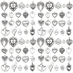 Youdiyla 80pcs Alloy Ancient Silvery Love Series Pendant Jewelry Making DIY Keychain Earrings Pendant Various Design Charms for Jewelry Making Bracelets Necklace (SN917) - color: SN917