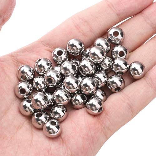 304 Stainless Steel Round Beads 10mm 36pcs Spacer Beads for Jewelry DIY Making and Repairing - size: 10.0mm