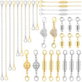 ROADPLUM 30 Pcs Magnetic Necklace Clasp & Extender Chain Set, 5 Styles Strong Magnetic Jewelry Clasp with 5 Sizes Extender for Necklaces Bracelet Connector, Easy to Use for Women, Gold & Silver - size: 30 Pcs