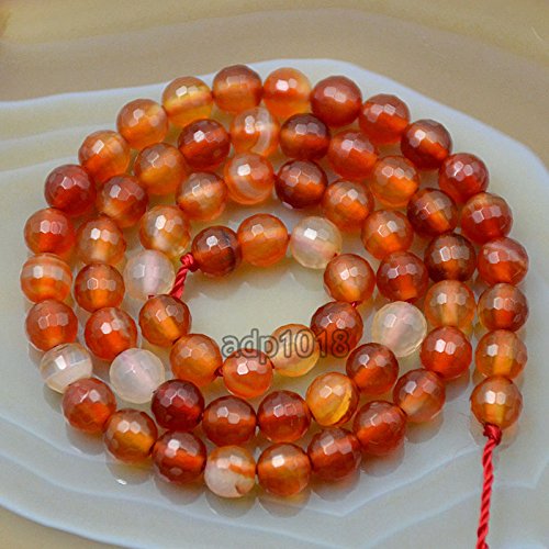 AD Beads Natural Gemstones Faceted Round Spacer Loose Beads 15.5'' 4mm to 10mm (6mm, Faceted Pink Agate) - color: Faceted Pink Agate, size: 6mm