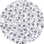 100Pcs Letter Beads 4x7mm White Round Acrylic Alphabet Beads Letter R Beads for Jewelry Making DIY Bracelets Necklaces Key Chains - color: R 100Pcs
