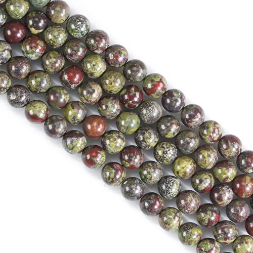 Natural Dragon Bloodstone Beads 8mm Round Stone Beads for DIY Bracelets Necklace Earrings Making 45pcs - color: Dragon Bloodstone, size: 8mm