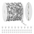 KYUNHOO Stainless Steel Beaded Chains Bulk on Roll 13 Feet Embossed Butterfly Necklace Bracelelt Jewelry Making Chain with Lobster Clasps Jump Rings - color: Butterfly Steel
