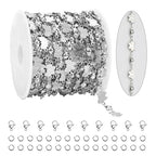 KYUNHOO Stainless Steel Beaded Chains Bulk on Roll 13 Feet Embossed Butterfly Necklace Bracelelt Jewelry Making Chain with Lobster Clasps Jump Rings - color: Butterfly Steel