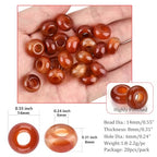 20Pcs Natural Red Carnelian Large Hole Beads, 8x14mm Rondelle Gemstone Spacer Beads 6mm Big Hole for Jewelry Making, Beading Bracelets, Macrame & Hair Braiding - color: Red Carnelian