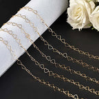 KYUNHOO 5M KC Gold Plated Jewelry Making Chains Link Heart Chains Bulk on Spool Jewelry Supplies Findings Chain Roll with Jump Rings and Lobster Claps - color: Heart Gold