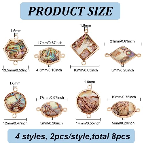 BENECREAT Abalone Shell Charms, Paua Shell Pendant Shell Charms for Jewelry Making - color: 4 Style Connector