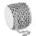 16.5 FT Stainless Steel Textured Rolo Cable Chains Roll, 7mm 304 Stainless Steel Circle Cable Link Chain Bulk Spool for Jewelry Making DIY Craft - color: Stainless Steel, size: 7mm width