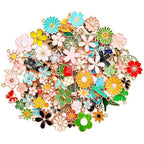 MARFOREVER 120 Pcs Spring Summer Floral Themed Charms, Flower Charms for Jewelry Making, Assorted Gold Enamel Charm Pendants for DIY Necklace Bracelet Earrings Supplies Gifts for Mom Women - style: Flower