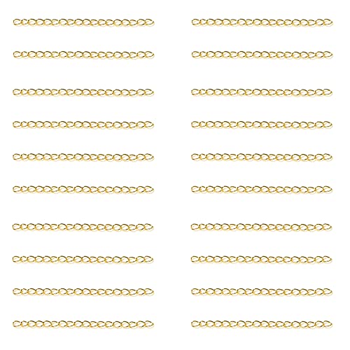 60 Pcs Necklace Extension Chain Metal Silver Gold Twist Removable Tail Extender Chains for Jewelry Making Bracelet Anklet Keychain DIY Kit (Gold, 7 cm) - color: Gold, size: 7 cm