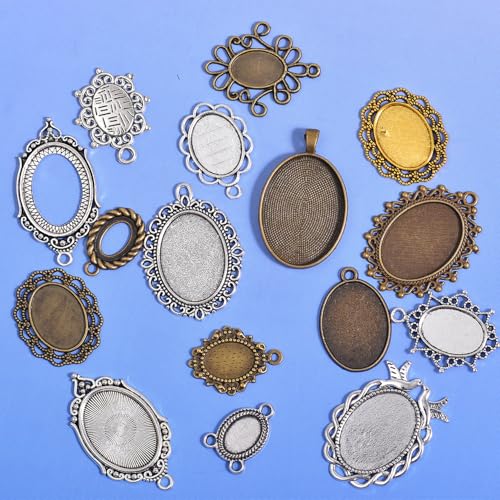 stino Metal Charms for Jewelry Making 100gram, Bulk Tibetan Silver & Gold Plated Trinkets for Earring Necklace Jewelry Making and Findings - color: Bazel 2 Silver & Gold