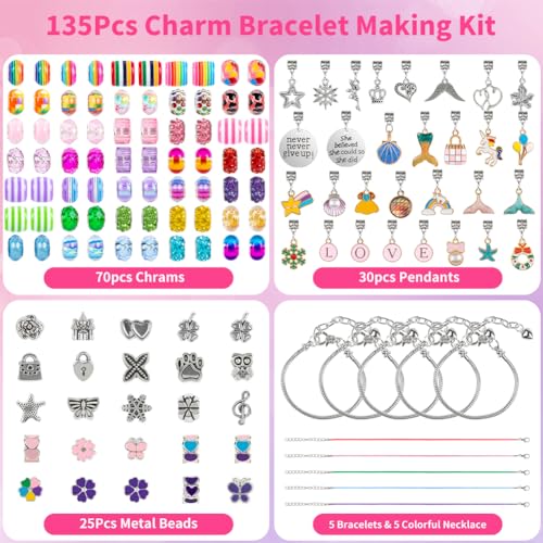 Sofier Charm Bracelet Making Kit for Girls Jewelry Box Jewelry Making Kit Gifts for Girls 4-12 DIY Craft Toys Birthday Christmas - color: Jewelry Box