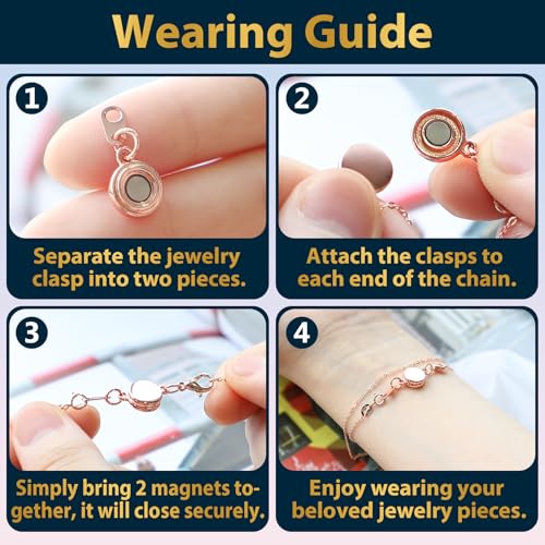 Roctee 15 Pcs Locking Magnetic Jewelry Clasp for Women, Round Alloy Necklace Clasp Closures Bracelet Extender Ornaments Clip Converter for Jewelry DIY Making Trinkets Crafts(Gold, Silver, Rose Gold)