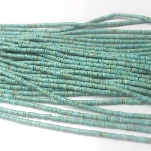 160pcs 4x2mm Natural Turquoise Heishi Disc Rondelle Spacer Stone Semi Precious Gemstone Loose Beads for Jewelry Making 15 Inch - color: Turquoise, size: 4x2mm