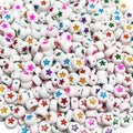 500PCS 4x7mm Acrylic Star Beads for Friendship Bracelets Jewelry Making, White Round Flat Acrylic with Colourful Pentastar Beads for DIY Crafts Bracelets Necklaces Key Chains Phone Lanyard - color: Five-pointed star(colourful on white)