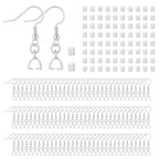 180PCS Earring Making Kits Silver Earring Hooks Hypoallergenic Ear Wires Fish Hook for DIY Jewelry Making Bulk Pack - color: Silver