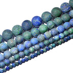 AD Beads Beautiful Natural Matte Gemstone Round Spacer Loose Beads 4-12mm (12mm, 04 Matte Lapis Chrysocolla) - color: 04 Matte Lapis Chrysocolla, size: 12mm