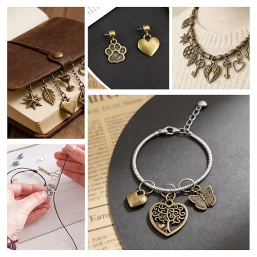 150pcs Vintage Charms Bulk,Antique Bronze Charms Alloy Pendant Charms Jewelry Making Supplies for Necklace Bracelet Earring(Random style)