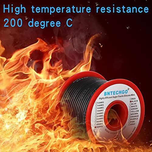 BNTECHGO 30 Gauge Silicone Wire Spool 50 ft Black Flexible 30 AWG Stranded Tinned Copper Wire - size: 30 gauge silicone wire 50ft, style: Black