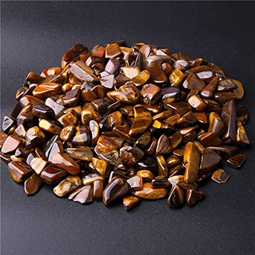 Natural 500 pcs Tiger Eyes No Hole Undrilled Irregular Chip Gemstone Beads Rock Gravel Crystal Tumble Minerals Gravel Specimen Energy Decorative Stone Fish Tank Stone - color: Tiger eyes