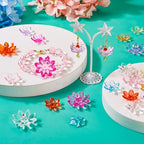 Beadthoven 54pcs Lotus Crystal Acrylic Beads Colorful Flower Bead Caps Spacer End Caps for Jewelry Making Earrings Bracelet DIY Crafts - color: Lotus Flower