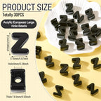 Craftora 30Pcs 20mm Black Large Letter Beads, Acrylic Big Alphabet Beads, Chunky Initial Letter Z Bead with Large Hole for Friendship Bracelets Keychain Bag Charms Shoelaces - color: Letter Z
