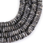 JOE FOREMAN 2x6mm Natural Black Larvikite Stone Heishi Disc Rondelle Spacer Beads for Jewelry Making Full 15" Strand Energy Stone Healing Power Crystal - color: Black Larvikite Stone