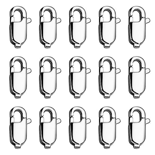 15PCS 18MM Lobster Clasps 316 Stainless Steel Lobster Claw Clasps Bulk for Necklace Bracelet Jewelry Making DIY Craft - color: Stainless Steel, size: 18MM