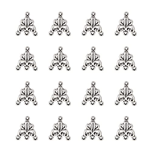 Mega Pet 20pcs Tibetan Silver Triangle Chandelier Component Links Charm Pendant Connectors with 3 Holes for Multi Layers Dangle Earring Bracelet Necklace Jewelry Making - color: Antique Silver, Triangle