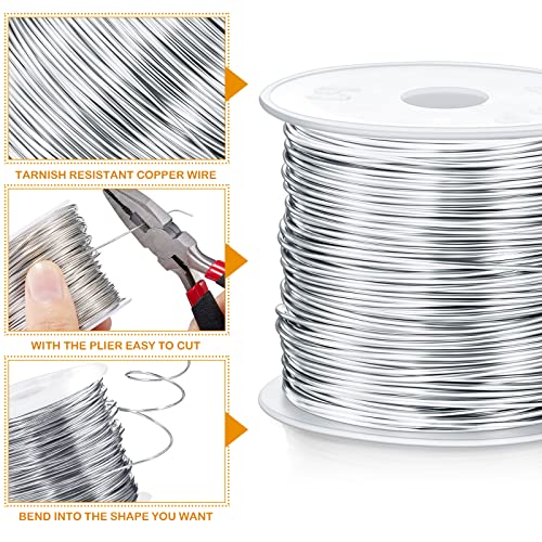 Funrous 5 Rolls 5 Size Jewelry Wire 18, 20, 22, 24, 26 Gauge Copper Wire Kit Jewelry Beading Bendable Craft Metal for Making Crafts, Sculpting with a Pliers(Silver) - color: Silver
