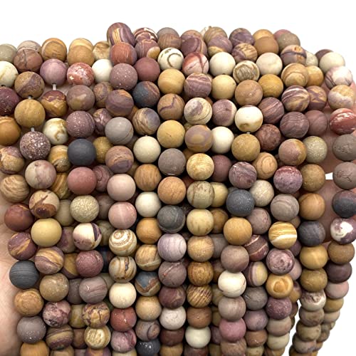 ABCGEMS Velvet-Matte-Finished American Sunset Mookaite Beads (Enhance The Stone's Inherent Texture and Nature Hues with a Non-Glare Aesthetic) Smooth Round 8mm (Non-Shiny) - color: Sunset Mookaite (From USA)