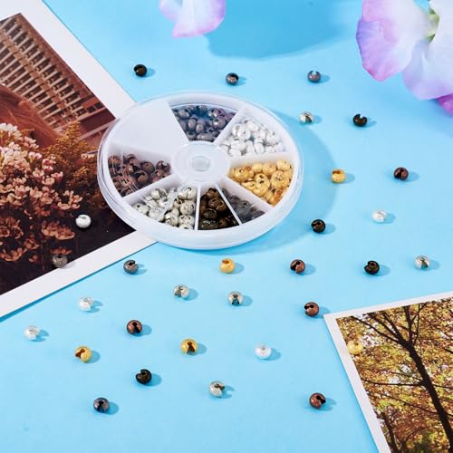 Pandahall 6 Colors Brass Crimp Beads Knot Covers 6mm DIY Jewelry Making Findings (About 180pcs/box)