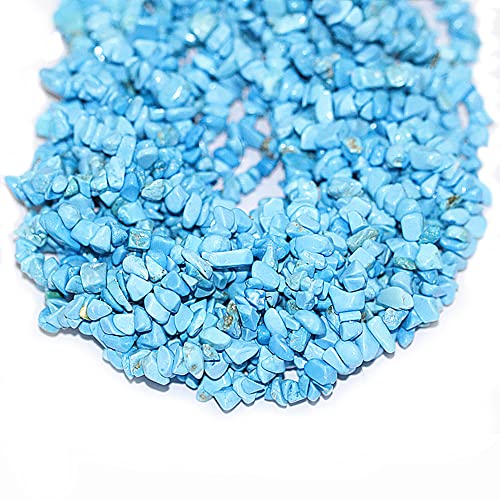 7-8mm Natural Blue Turquoise Gemstone Chips Loose Beads Semi Precious for Jewelry Making DIY Handmade Craft Supplies 1 Strand per Bag Approxi 34" - color: Blue Turquoise