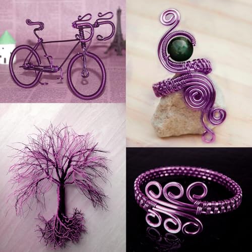 Aluminum Craft Wire, 95 Feet 2.0mm/ 14 Gauge Purple Bendable Soft Metal Aluminum Wire Roll Bulk for DIY Crafts Sculpting Jewelry Making - color: Purple, size: 14 Gauge